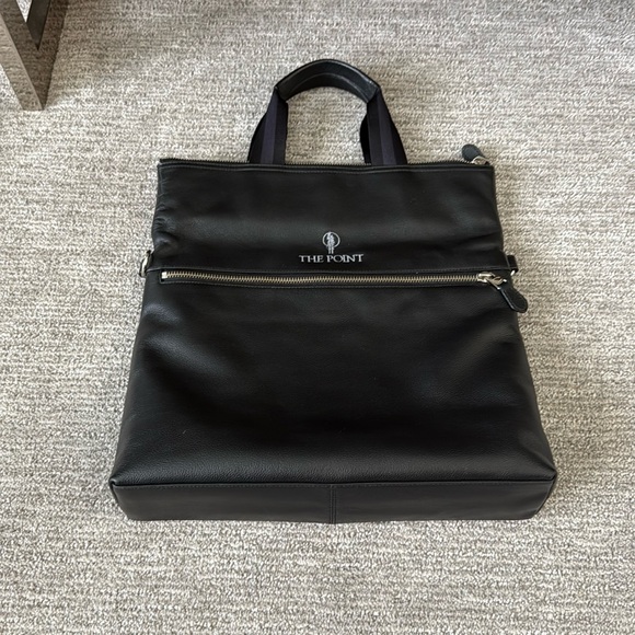 Coach Charles Black Pebbled Leather Foldover Tote, lightly used with NEW STRAP - Picture 8 of 15